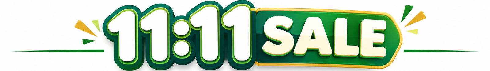 Glossy Green and Gold 11_11 Sale Banner